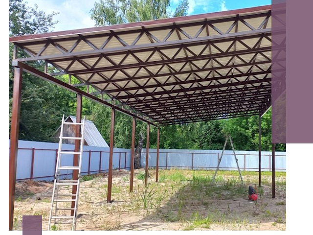 Односкатные навесы под ключ в Домодедове — изготовление и монтаж