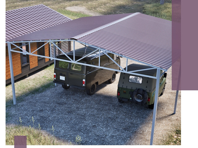 Двускатные навесы под ключ в Домодедове — изготовление и монтаж